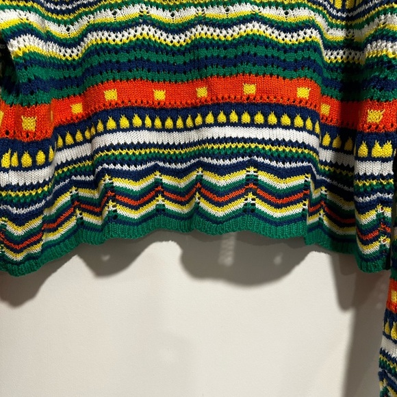 Women’s Large Striped Cropped Crewneck Sweater. Scalloped Hem. Oversized. - Picture 11 of 11